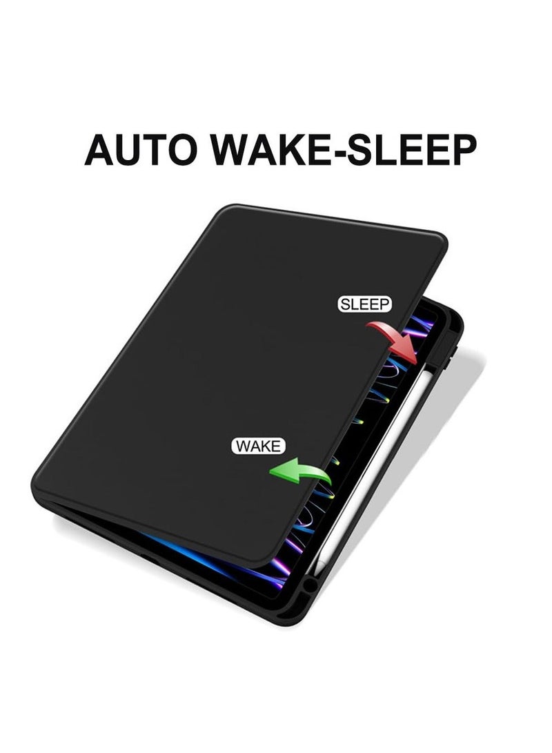 حالة لـ Xiaomi Redmi Pad SE 11 بوصة ، حالة حماية اللوح ، تصميم دوران 360 درجة ، إيقاظ / نوم تلقائي ، جلد ناعم ، أسود - Image 2